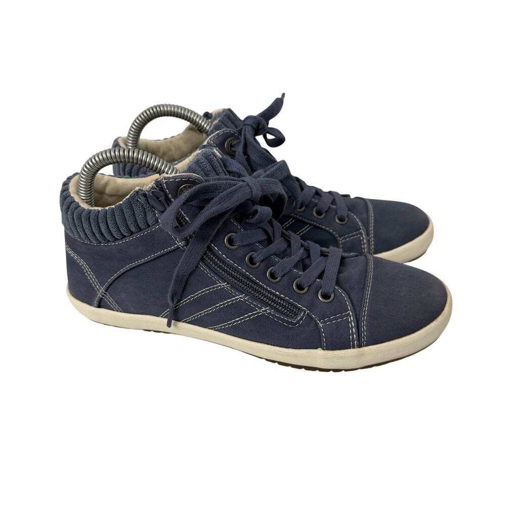 Taos Startup Sneakers Womens 6.5 Blue Canvas High Top Zip Comfort Walking Shoes